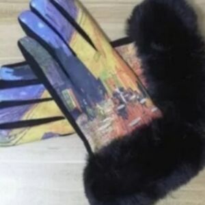 ♥️NWT Soft Suid Gloves with Faux  Fur. L/XL